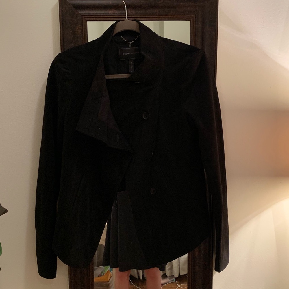 Black BCBG Maxazria suede jacket with buttons